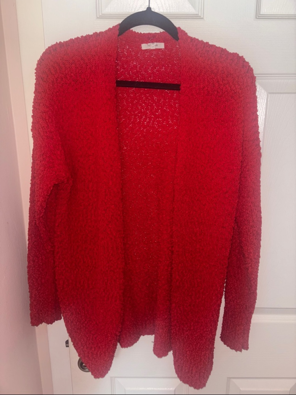 Maurices Bright Red Open-Front Textured Cardigan